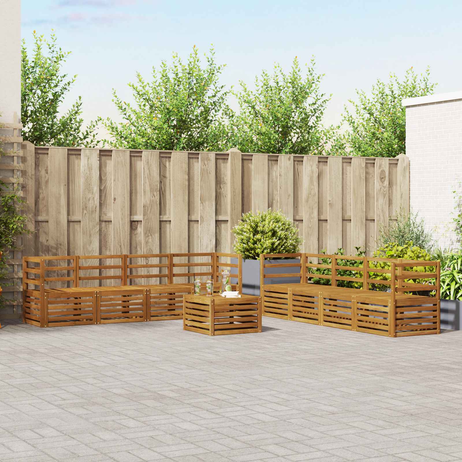 Diivanikomplektid 9 pcs Neutraalne Tugev akatsiapuu