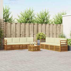 Sedežne garniture 9 pcs Naravna in smetana Masiven les akacije