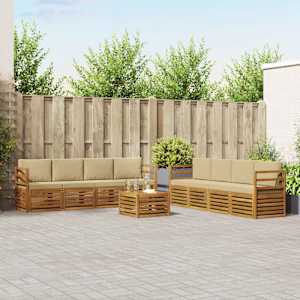 Sedežne garniture 9 pcs Naravna in bež Masiven les akacije