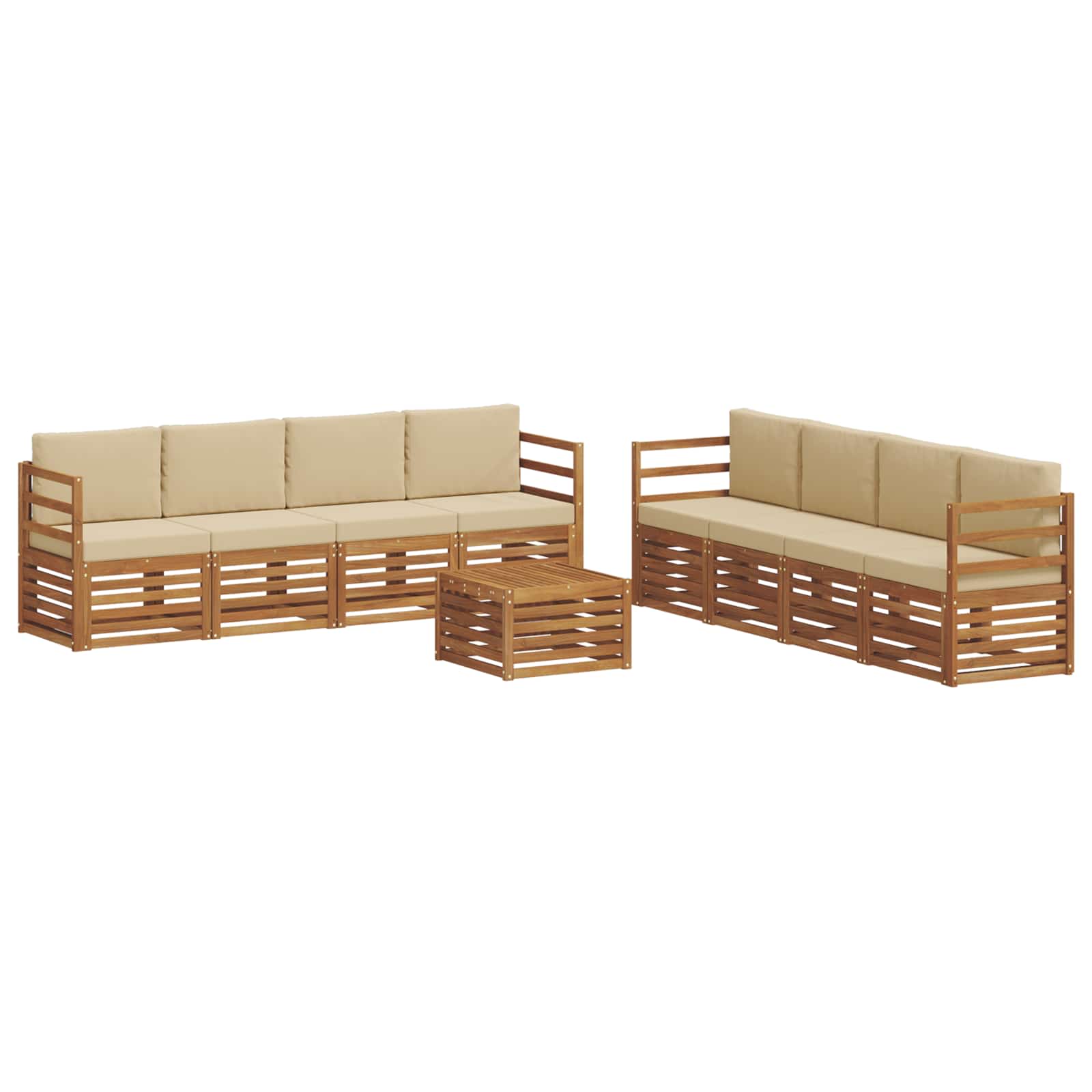 vidaXL Buiten bankenset 9 st 8-zits Natuurlijk en Beige, foto 3