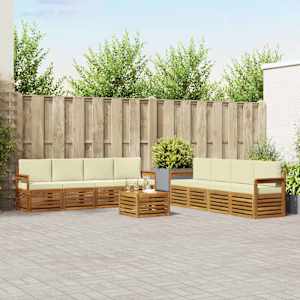 Sedežne garniture 9 pcs Naravna in smetana Masiven les akacije