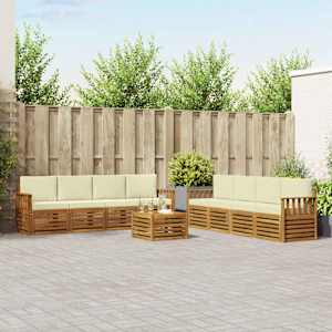 Sedežne garniture 9 pcs Naravna in smetana Masiven les akacije