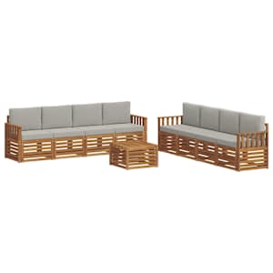 Sedací soupravy s polštářem 9 pcs Přírodní a světle šedá - obrázek 2