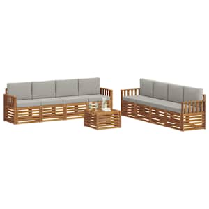 Sedací soupravy s polštářem 9 pcs Přírodní a světle šedá - obrázek 3