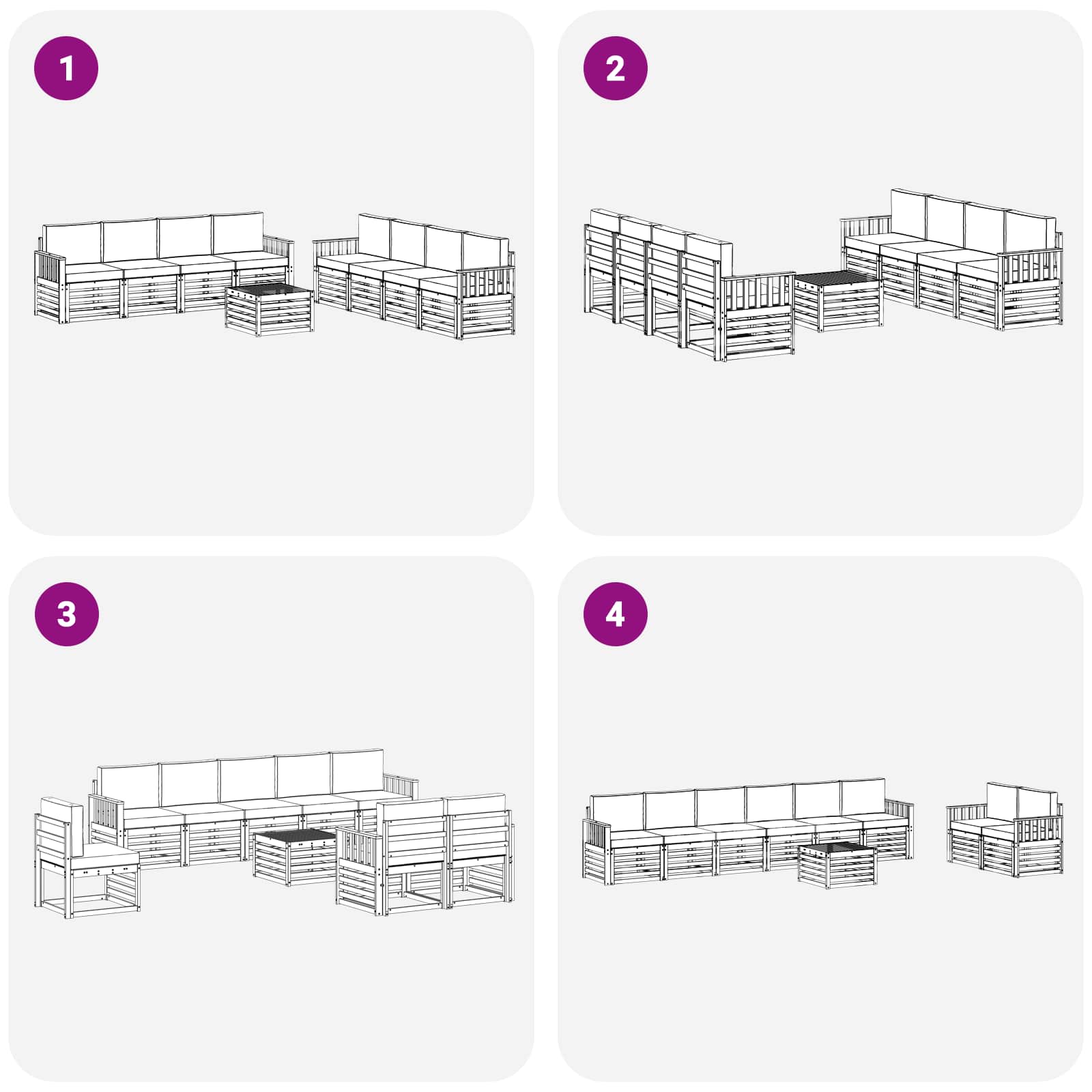 Sofa-Sets 9 pcs Natuurlijk en Lichtgrijs Massief Acaciahout image 7