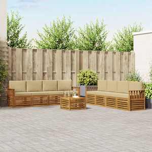 Sedežne garniture 9 pcs Naravna in bež Masiven les akacije