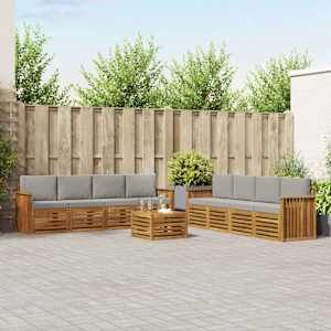 Sedežne garniture z blazino 9 pcs Naravna in svetlo siva