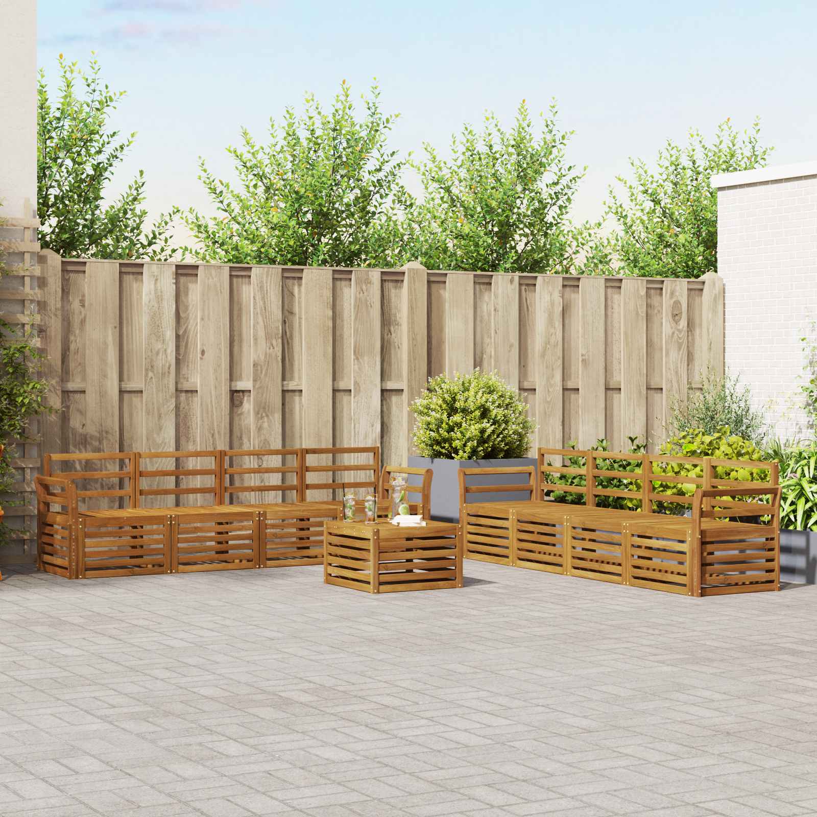 Sofa-Sets 9 pcs Naturel Massief Acaciahout image 1