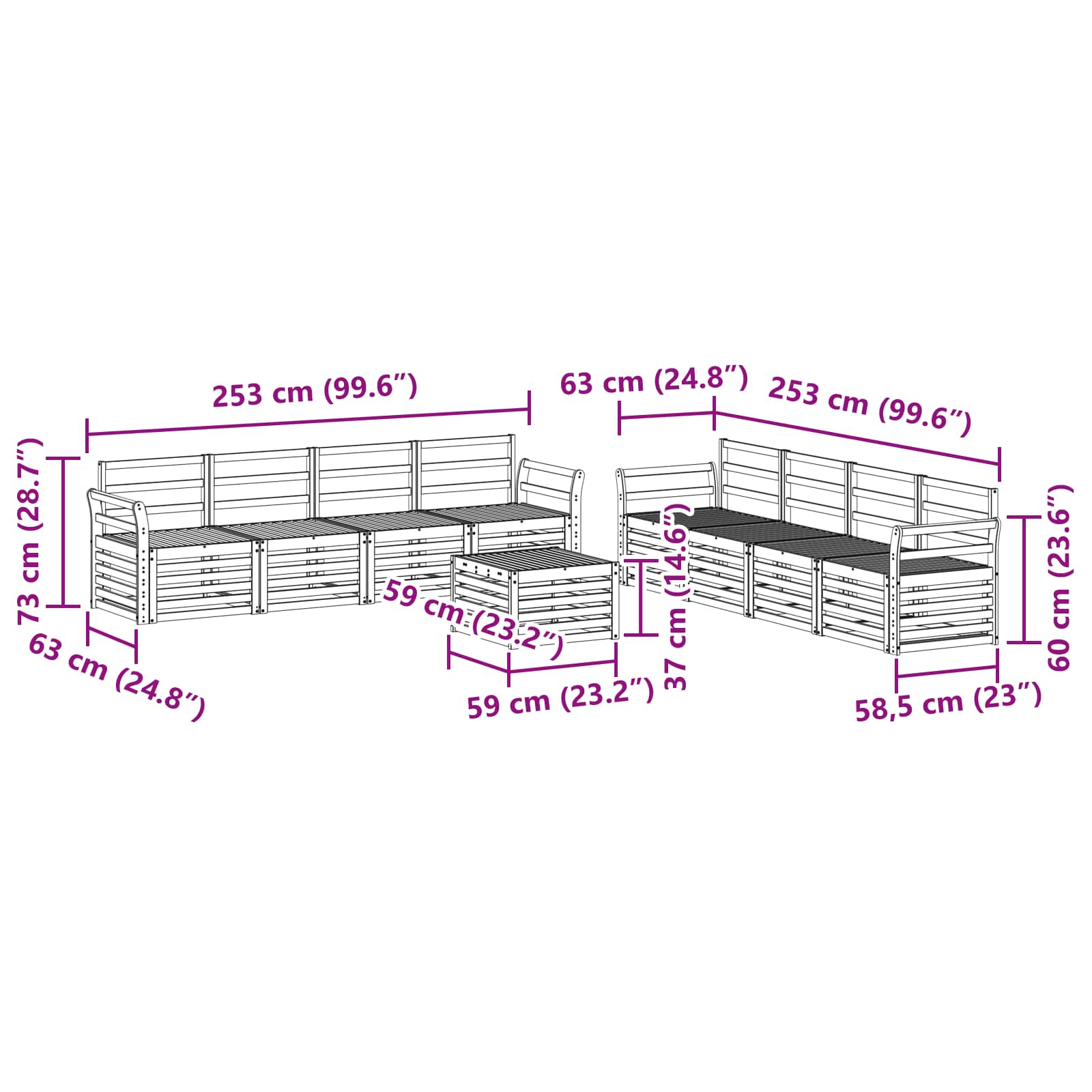Sofa-Sets 9 pcs Naturel Massief Acaciahout image 9