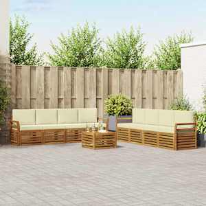 Sedežne garniture 9 pcs Naravna in smetana Masiven les akacije