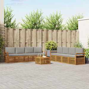 Sedežne garniture z blazino 9 pcs Naravna in svetlo siva