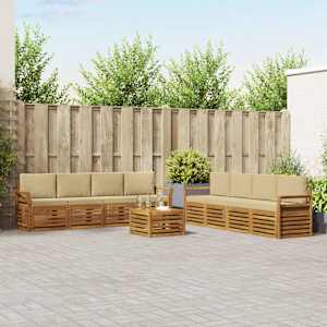 Sedežne garniture 9 pcs Naravna in bež Masiven les akacije