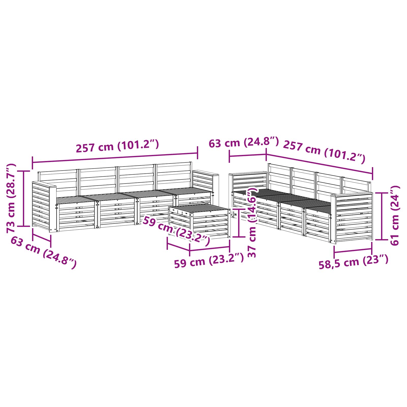 Sofa-Sets 9 pcs Naturel Massief Acaciahout image 9