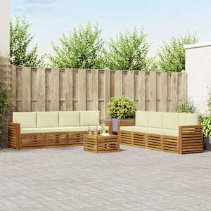 Sedežne garniture 9 pcs Naravna in smetana Masiven les akacije