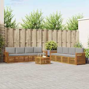 Sedežne garniture z blazino 9 pcs Naravna in svetlo siva