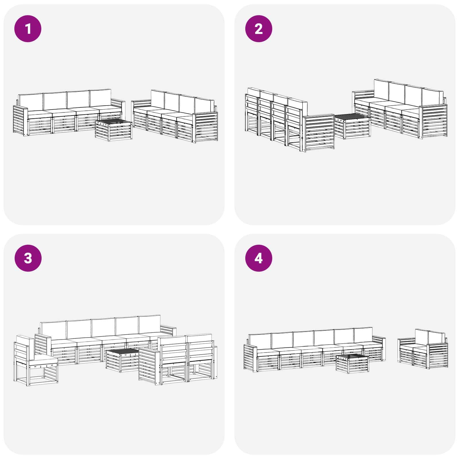 Sofa-Sets 9 pcs Natuurlijk en Lichtgrijs Massief Acaciahout image 7