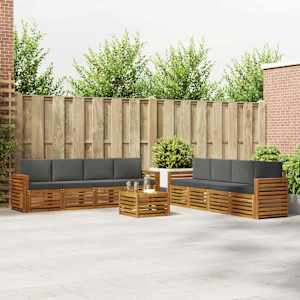 Sedežne garniture z blazino 9 pcs Naravna in antracitna