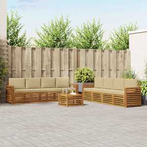 Sedežne garniture 9 pcs Naravna in bež Masiven les akacije