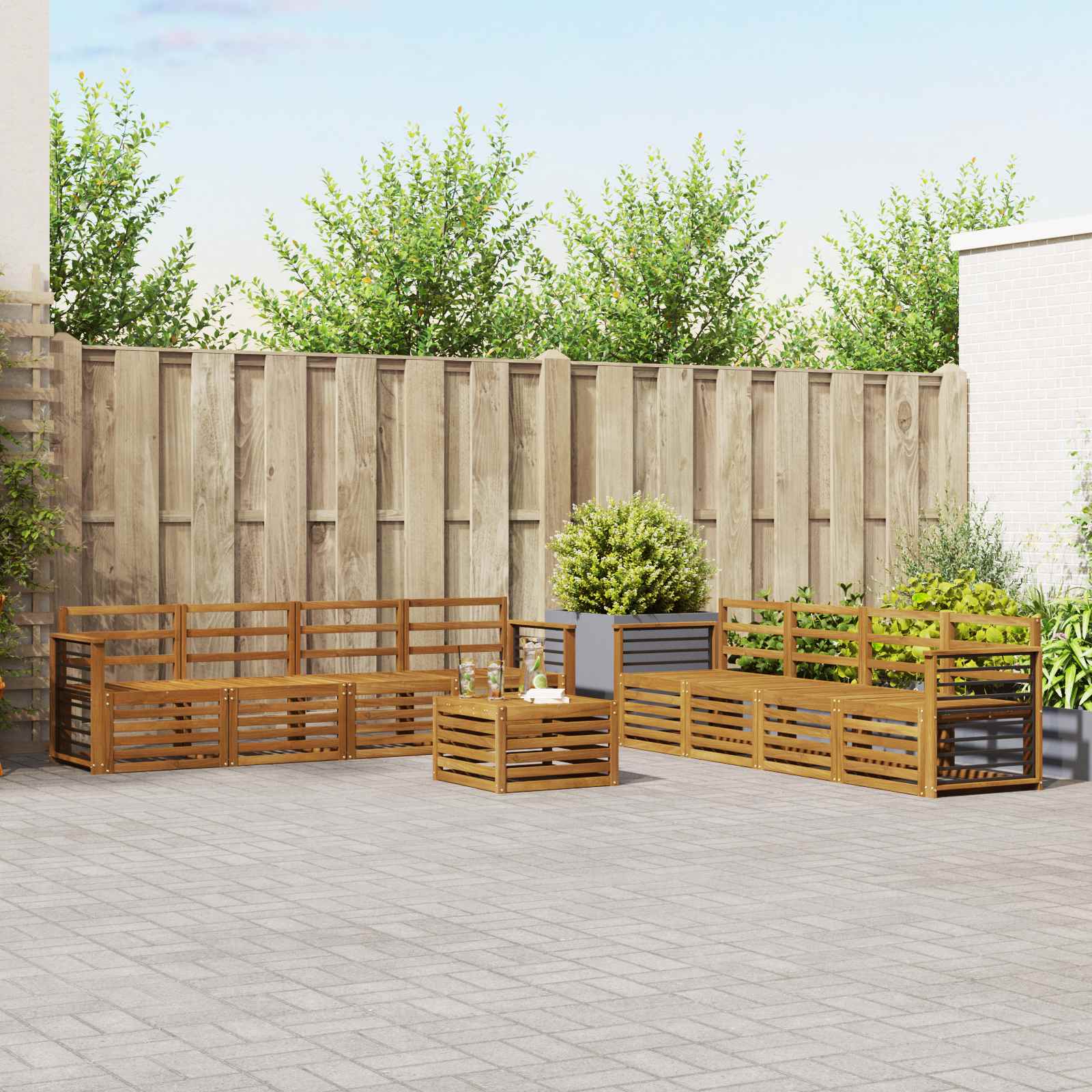 Sofa-Sets 9 pcs Naturel Massief Acaciahout image 1