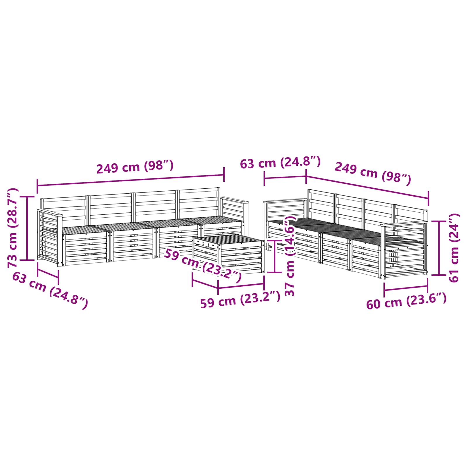 Sofa-Sets 9 pcs Naturel Massief Acaciahout image 8
