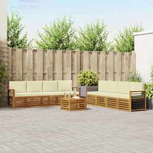 Sedežne garniture 9 pcs Naravna in smetana Masiven les akacije