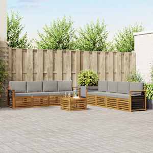 Sedežne garniture z blazino 9 pcs Naravna in svetlo siva