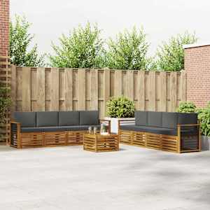 Sedežne garniture z blazino 9 pcs Naravna in antracitna