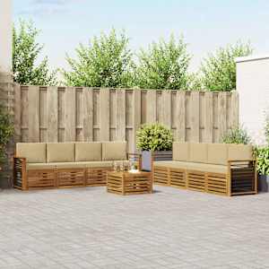 Sedežne garniture 9 pcs Naravna in bež Masiven les akacije