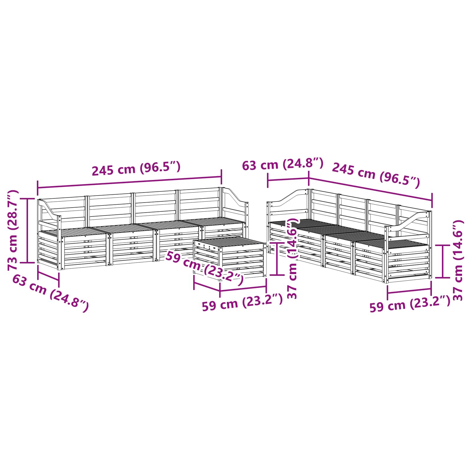 Sofa-Sets 9 pcs Naturel Massief Acaciahout image 8