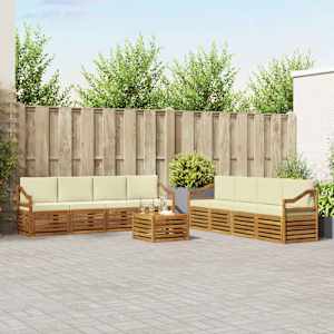 Sedežne garniture 9 pcs Naravna in smetana Masiven les akacije