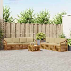 Sedežne garniture 9 pcs Naravna in bež Masiven les akacije