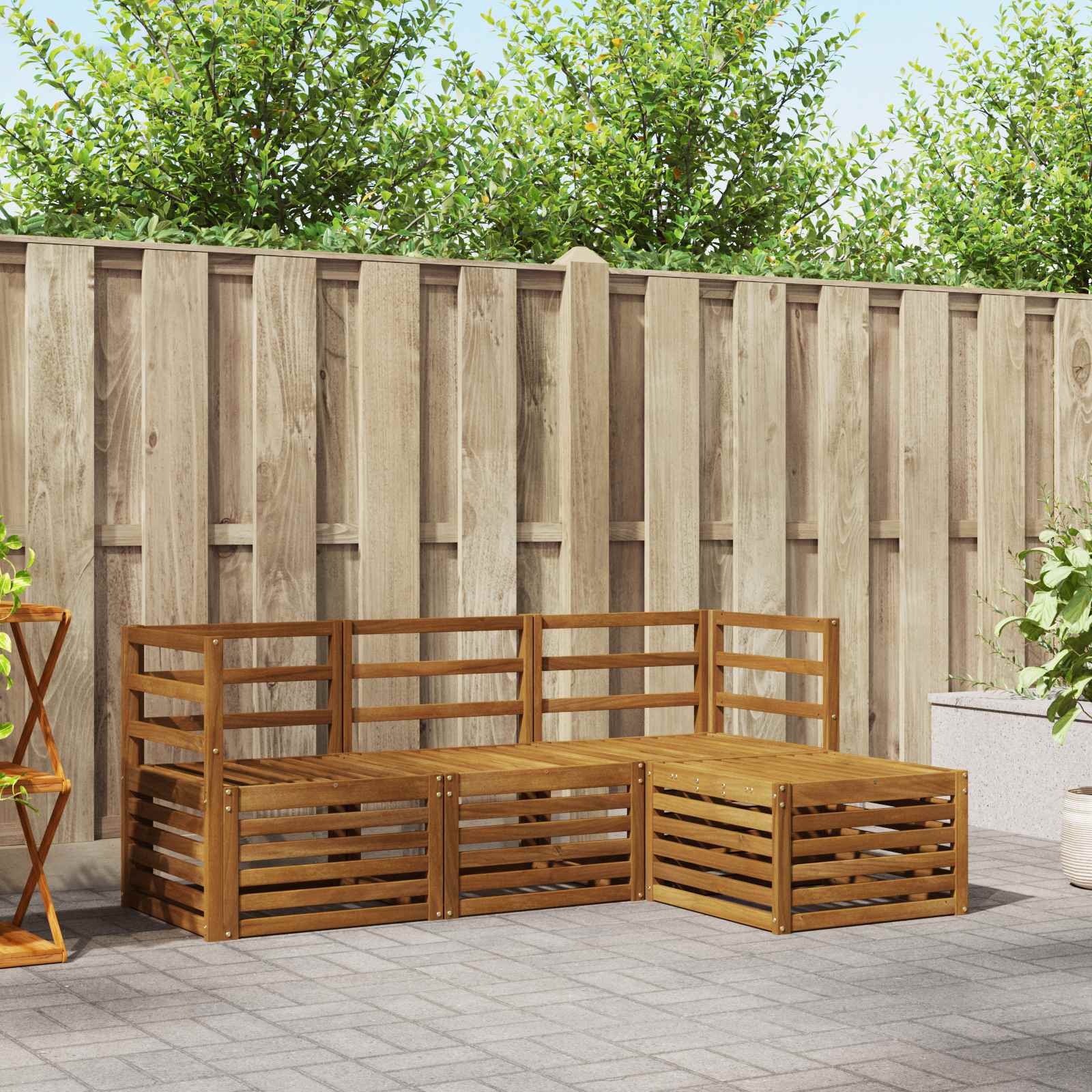 Sedežne garniture 4 pcs Naravna Masiven les akacije