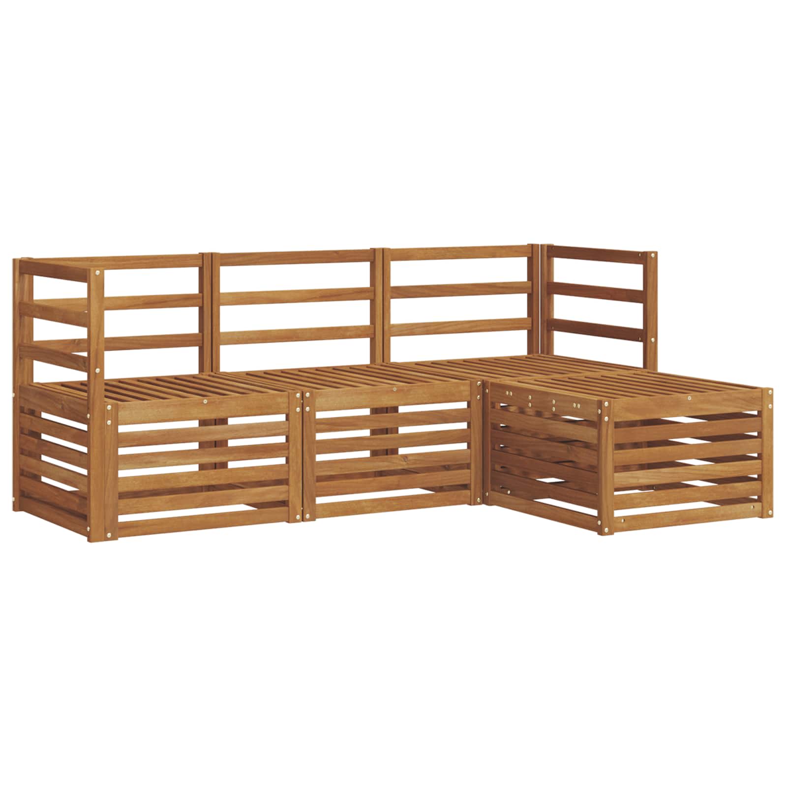 Sedežne garniture 4 pcs Naravna Masiven les akacije - slika 2