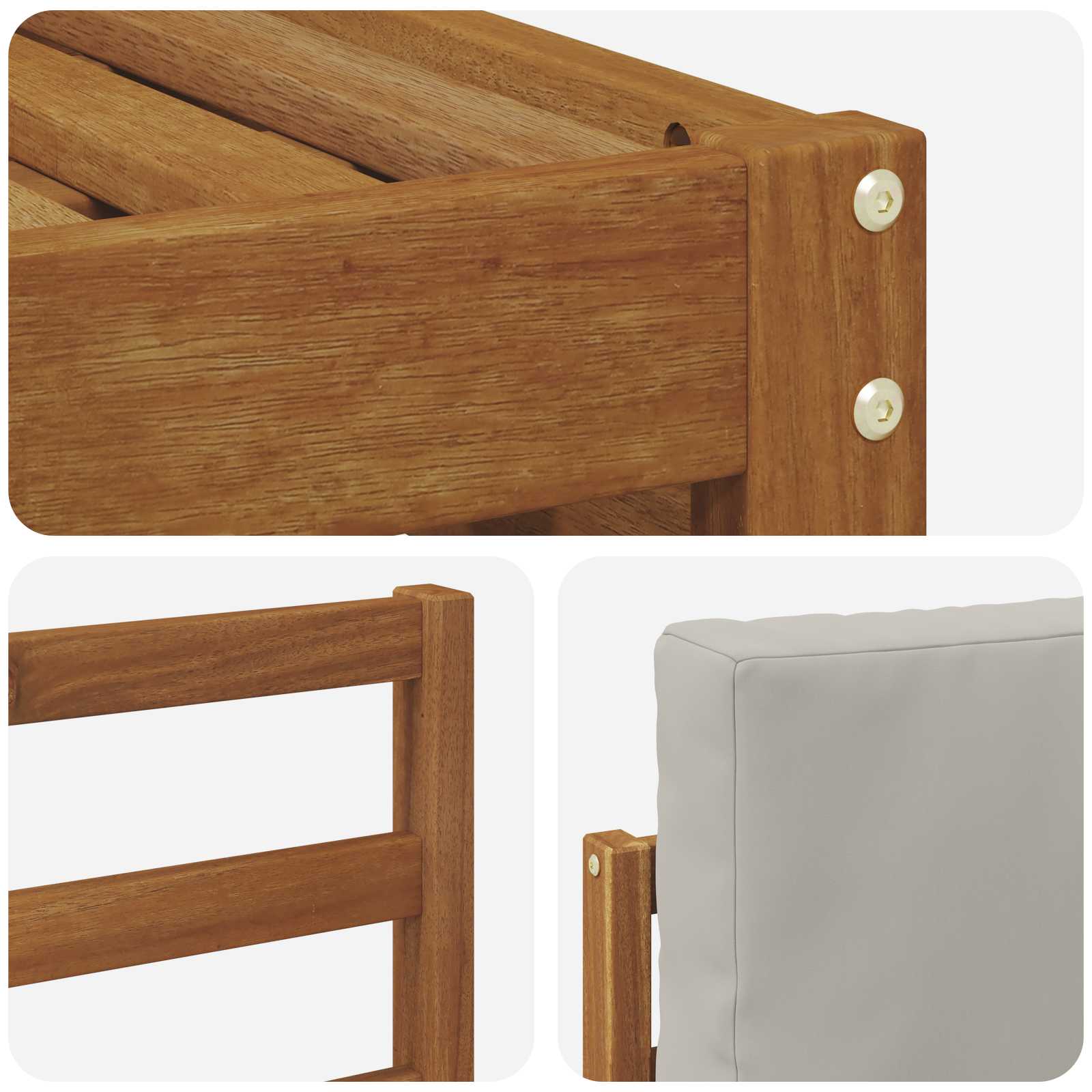 Sofa-Sets 4 pcs Natuurlijk en Lichtgrijs Massief Acaciahout image 5