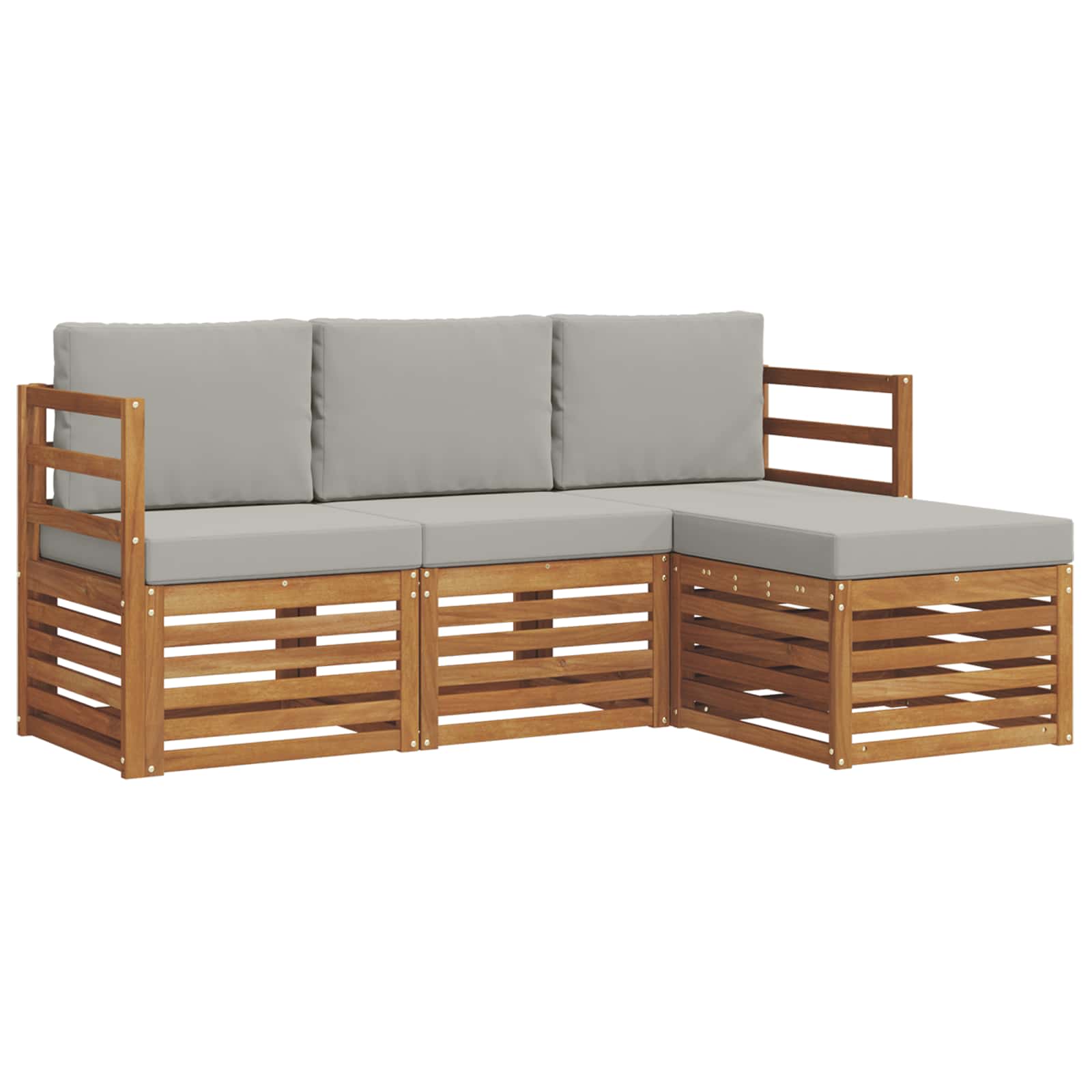 Sofa-Sets 4 pcs Natuurlijk en Lichtgrijs Massief Acaciahout image 2