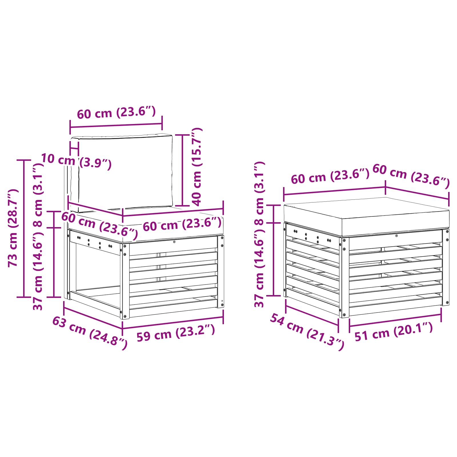 Sofa-Sets 4 pcs Natuurlijk en Lichtgrijs Massief Acaciahout image 7