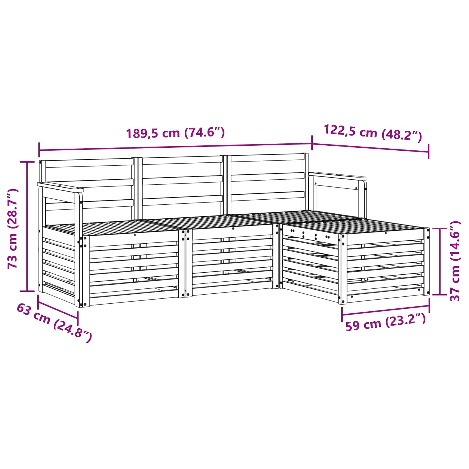 Sofa-Sets 4 pcs Naturel Massief Acaciahout image 7