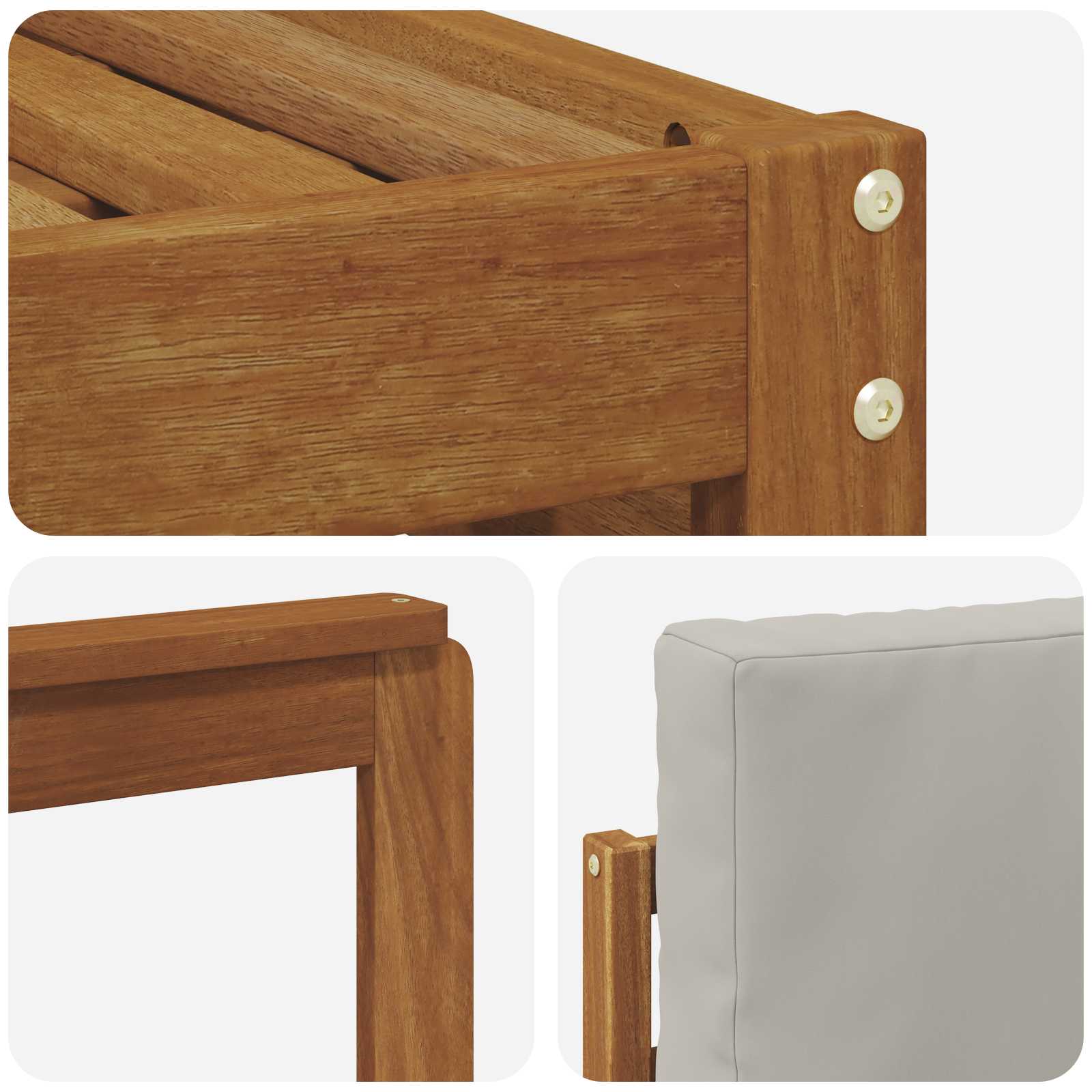 Sofa-Sets 4 pcs Natuurlijk en Lichtgrijs Massief Acaciahout image 5