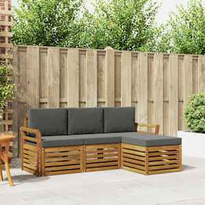 Zunanja garnitura za sedenje 4 pcs Naravna in antracitna