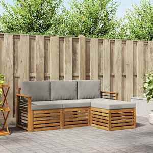 Zunanja garnitura za sedenje 4 pcs Naravna in svetlo siva