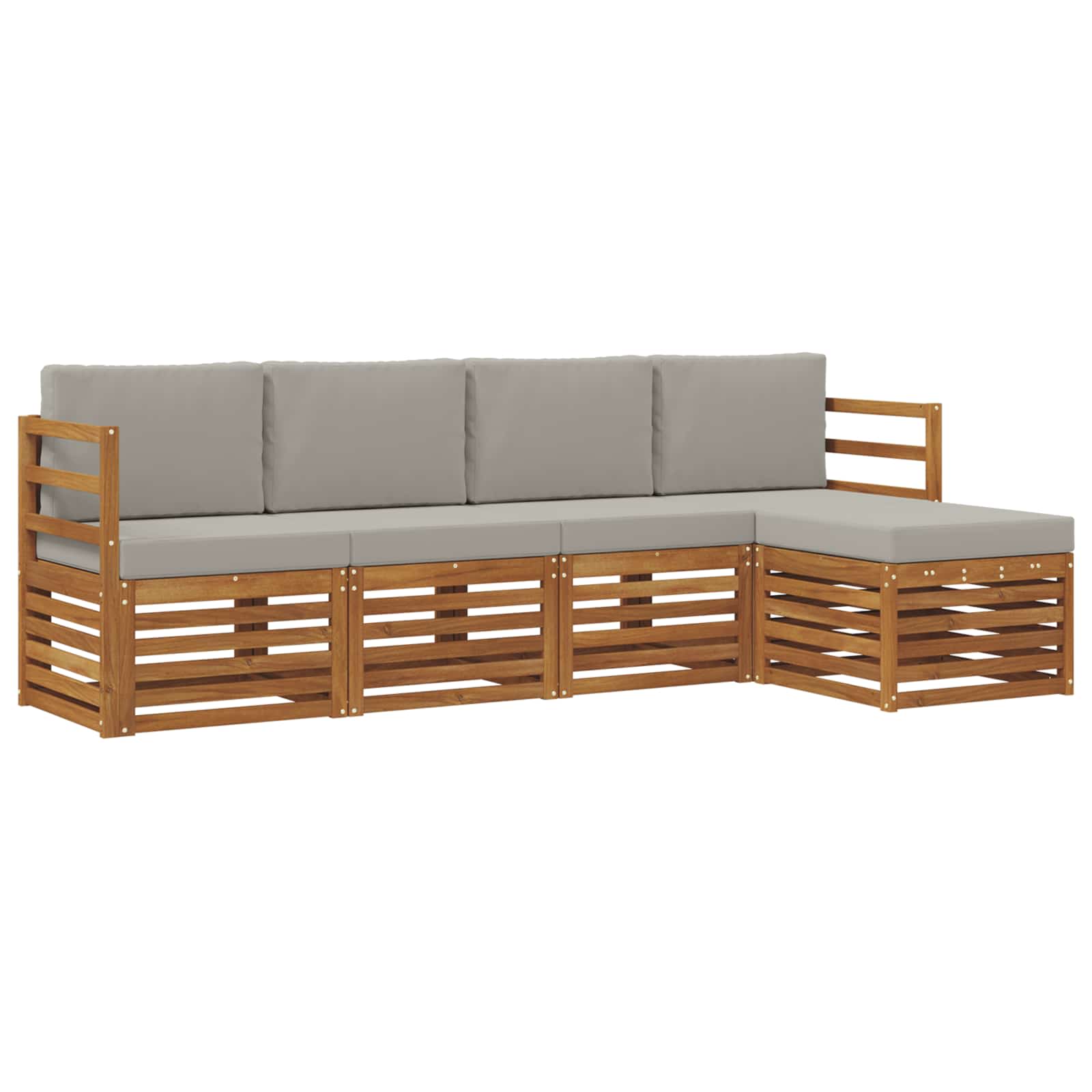 Sofa-Sets 5 pcs Natuurlijk en Lichtgrijs Massief Acaciahout image 2