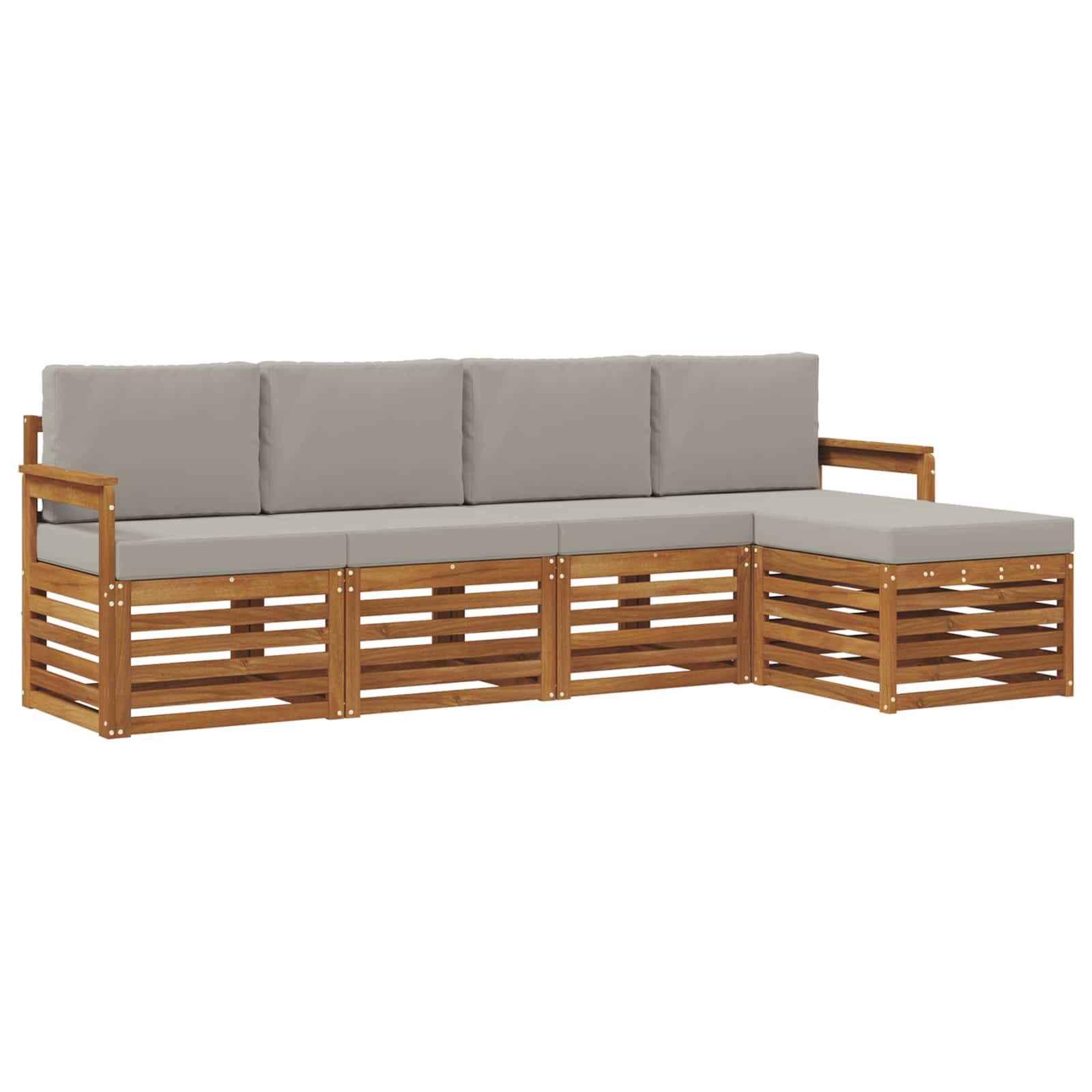 Sofa-Sets 5 pcs Natuurlijk en Lichtgrijs Massief Acaciahout image 2