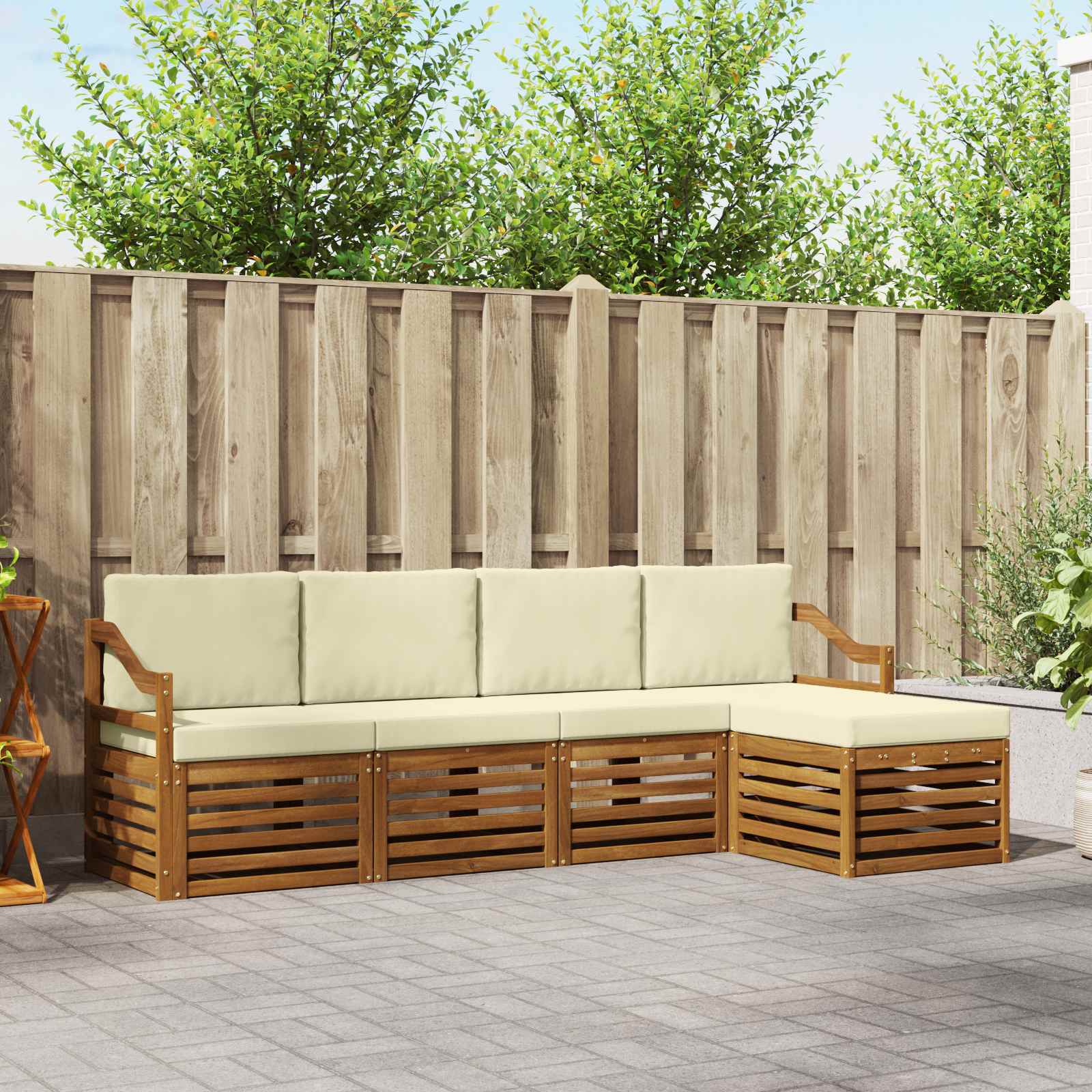 vidaXL Sofagarnituren 5 pcs Natur und Creme Massivholz Akazie