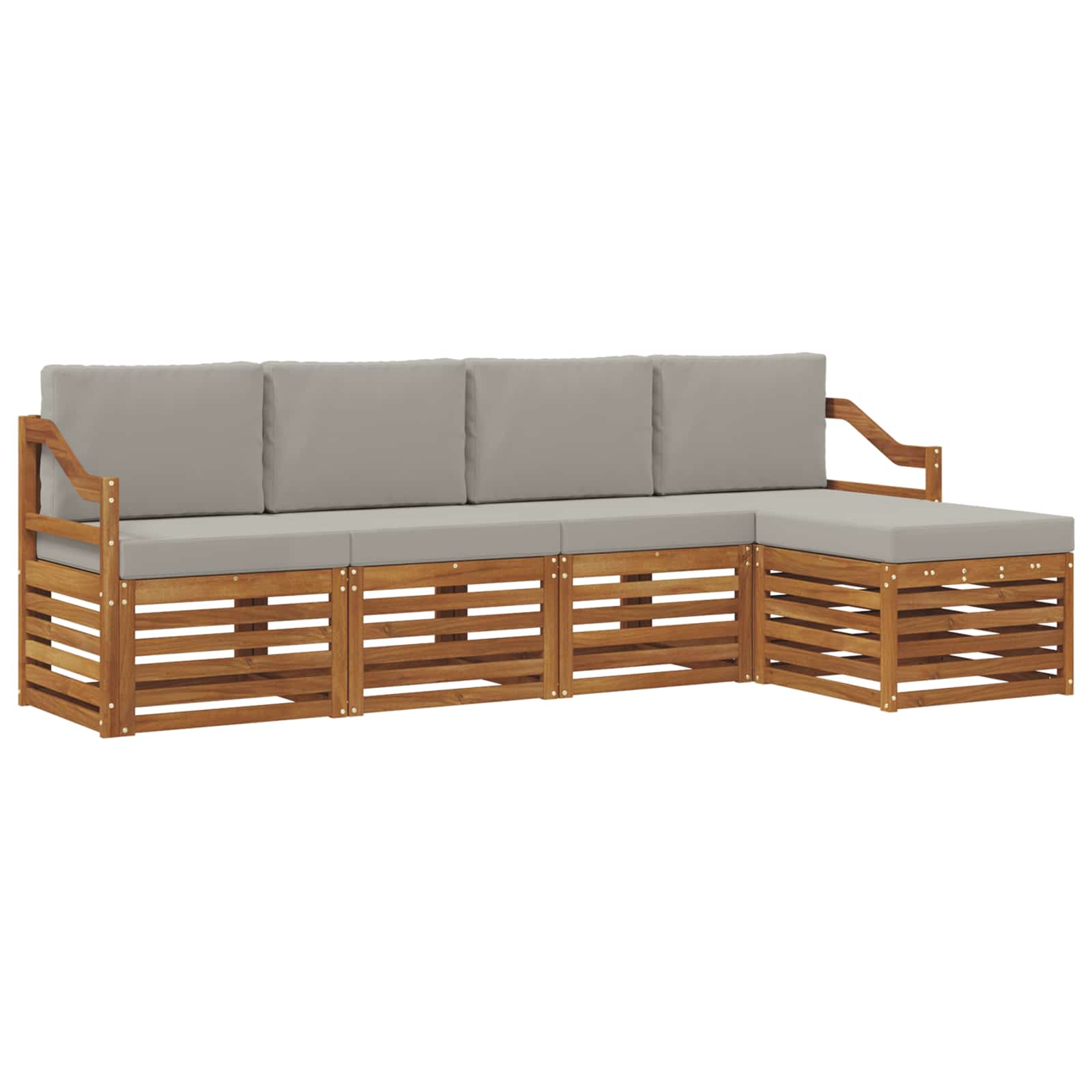 Sofa-Sets 5 pcs Natuurlijk en Lichtgrijs Massief Acaciahout image 2