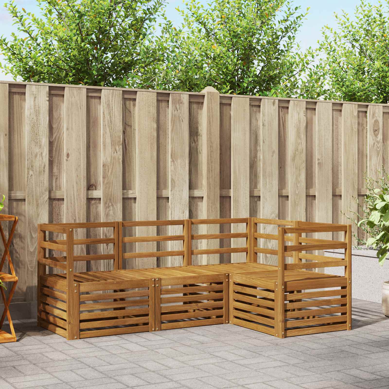 Sofa-Sets 4 pcs Naturel Massief Acaciahout image 1