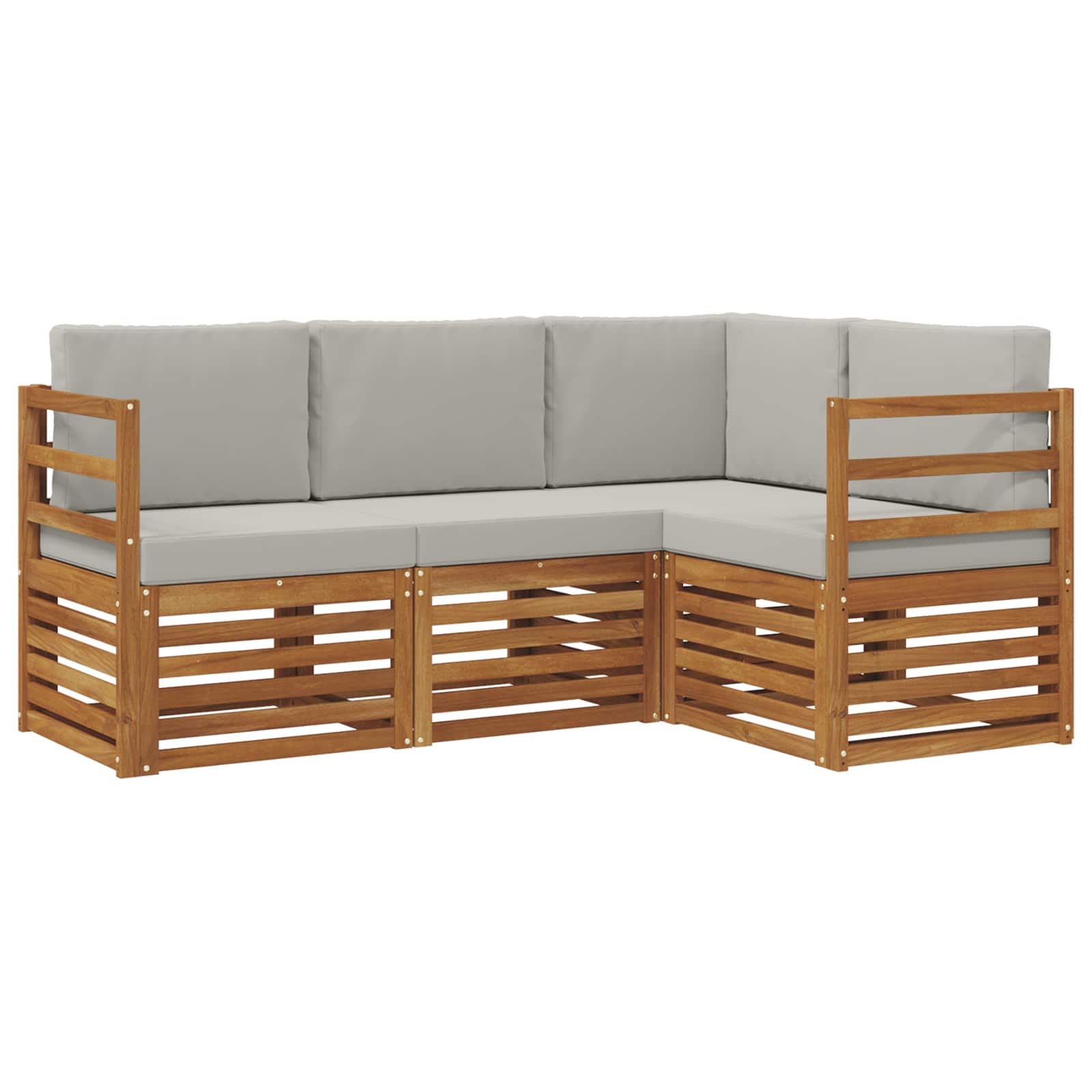 Sofa-Sets 4 pcs Natuurlijk en Lichtgrijs Massief Acaciahout image 2