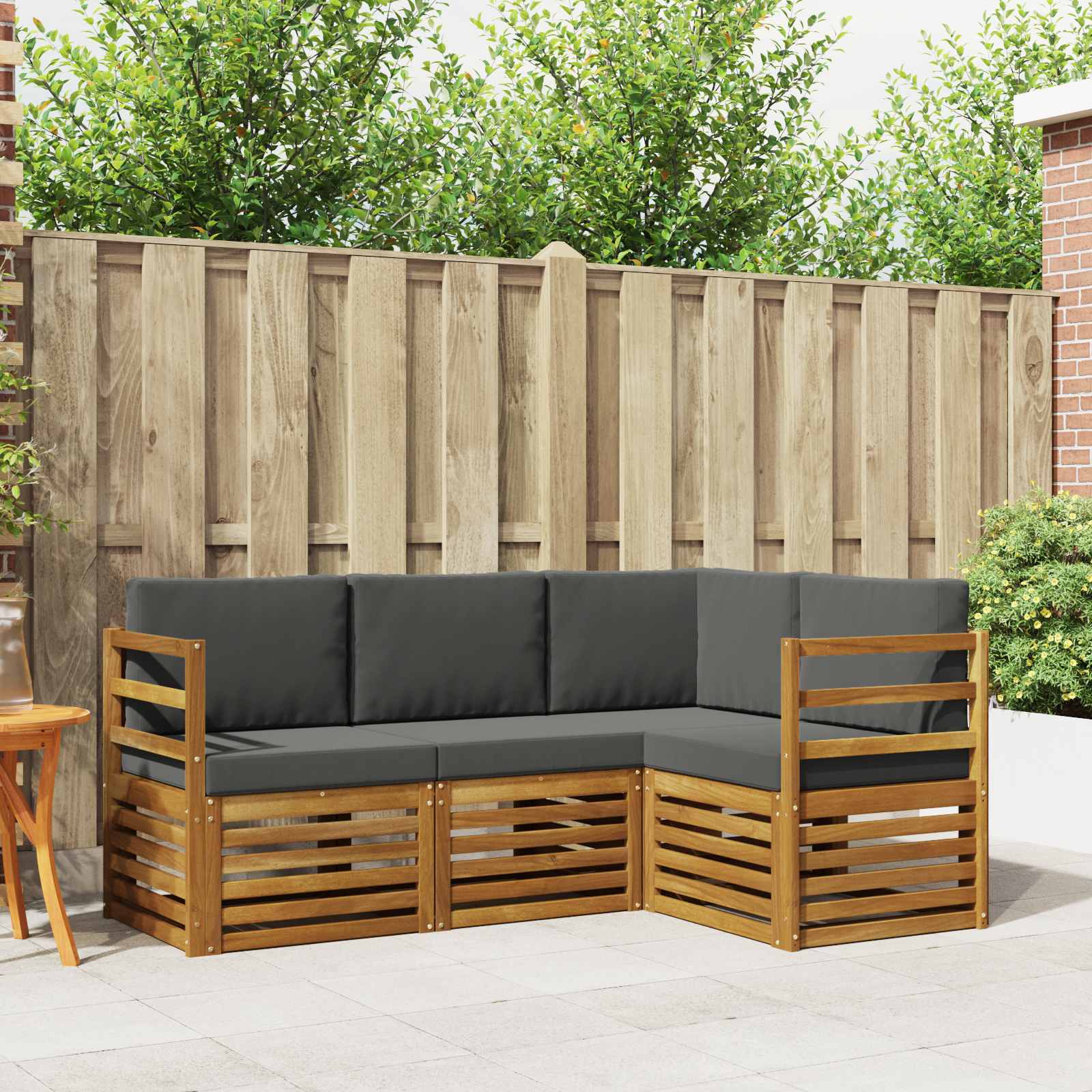 vidaXL Sofagarnituren 4 pcs Natur und Anthrazit Massivholz Akazie