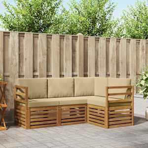 Sedežne garniture 4 pcs Naravna in bež Masiven les akacije