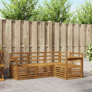 Sedežne garniture 4 pcs Naravna Masiven les akacije