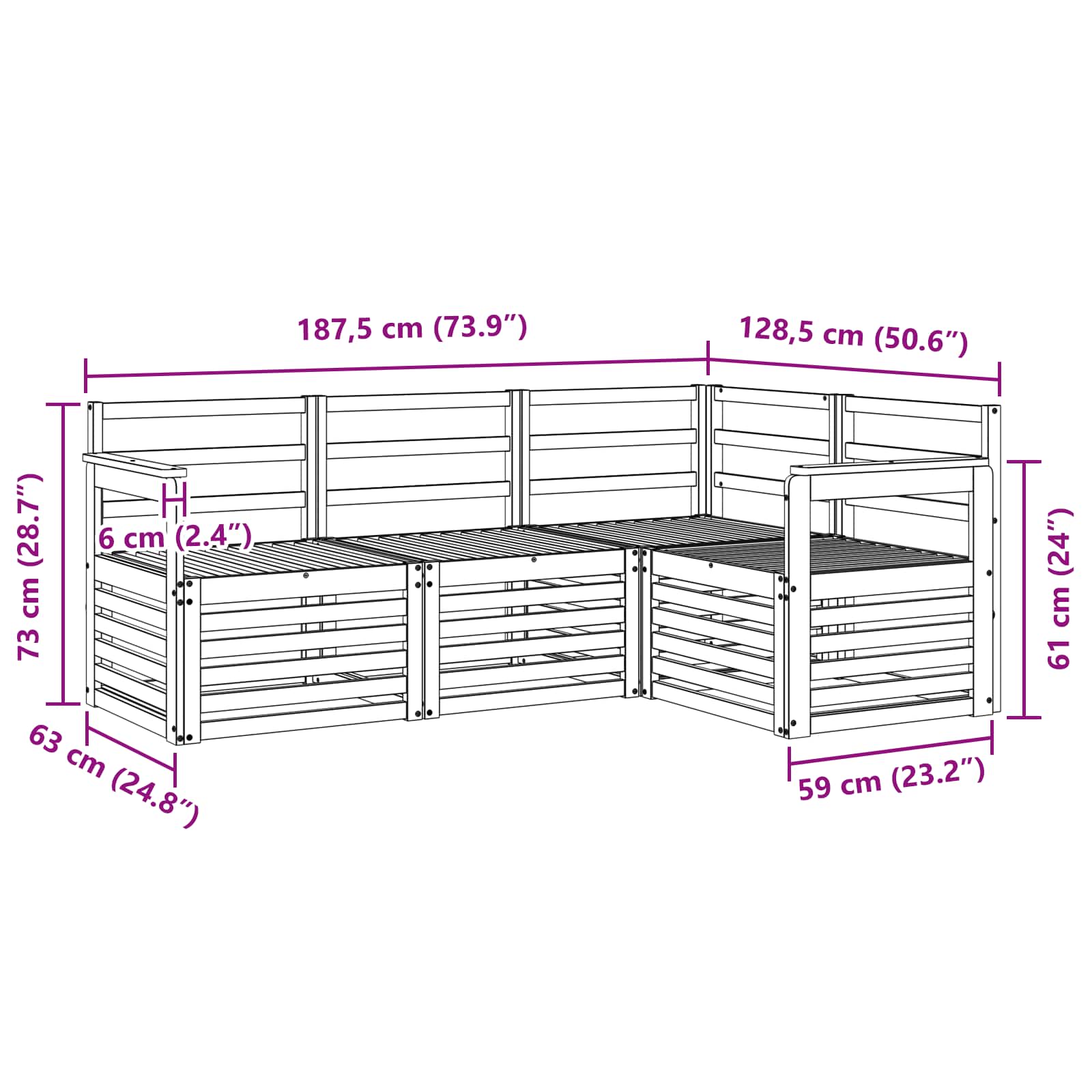 Sofa-Sets 4 pcs Naturel Massief Acaciahout image 6